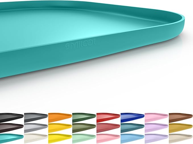 SMILOOL Waterproof Silicone Pet Food Mat with Raised Edge for Dog & Cat | 22" x 14" Non-Slip Pet Feeding Mats with Lip for Food & Water Bowl, Food Grade, Easy Cleaning, Dark Turquoise