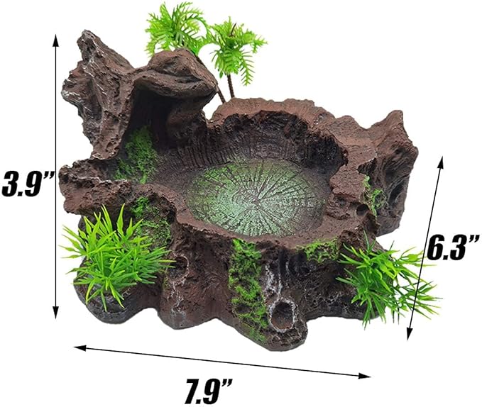 Tfwadmx Reptile Feeding Bowl,Resin Beared Dragon Food Water Dish Reptile Tank Decor for Lizard Gecko Chameleon Frog Turtle Spider