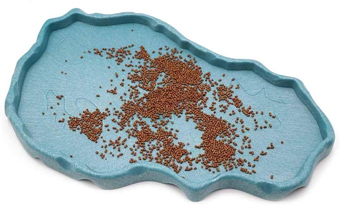 Reptile Food and Water Bowl Dish Reptile Food Dish Large Tortoise Water Bowl for Turtle Lizard Snake Gecko Ball Python (Blue)