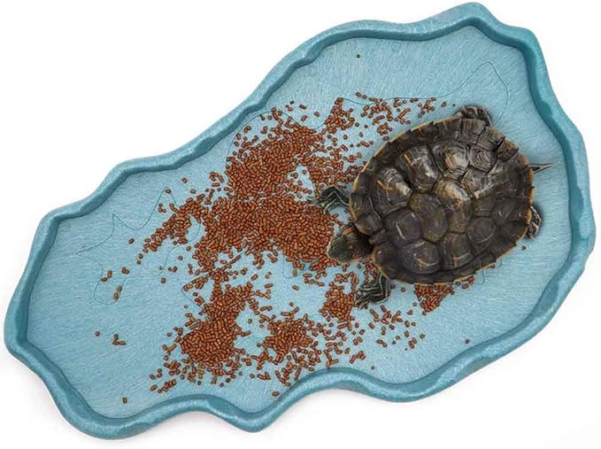 Reptile Food and Water Bowl Dish Reptile Food Dish Large Tortoise Water Bowl for Turtle Lizard Snake Gecko Ball Python (Blue)