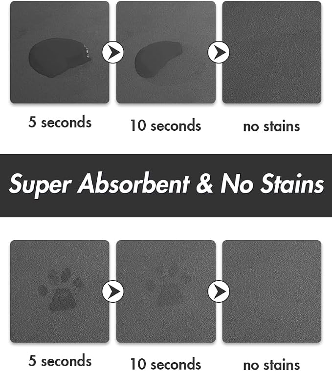 MontVoo-Absorbent Pet Feeding Mat-No Stains Pet Mat for Food and Water Bowl-Quick Dry Cat & Dog Food Mat Water Dispenser Mat-Pet Supplies Mat-Dog Water Bowl Mat for Messy Drinker,（Darkgrey,16"x24"）