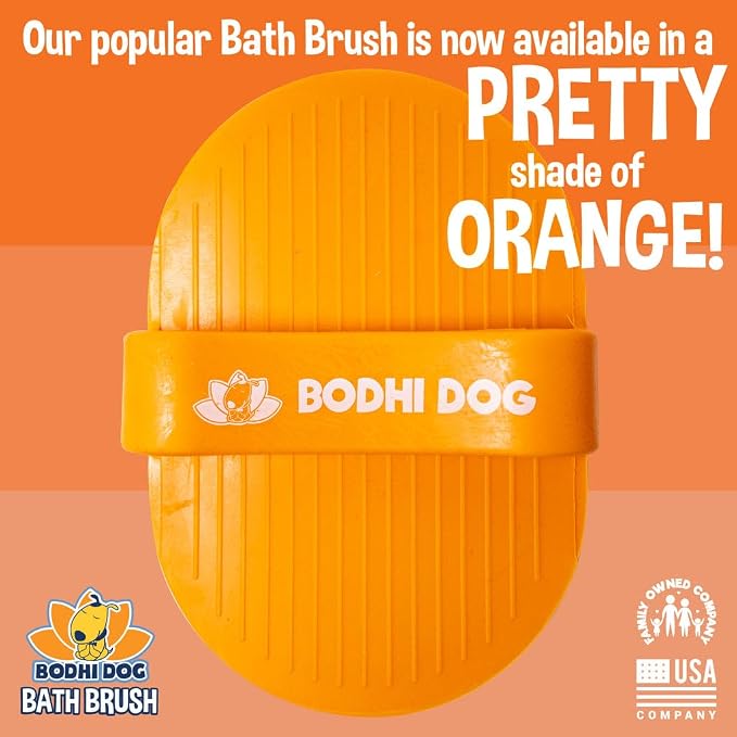 Bodhi Dog Shampoo Brush - Pet Grooming & Bath Supplies for Dogs and Cats - Bath Brush for Long & Short Hair - Premium Scrubber for Shower, Showerhead, Sprayer & Bathing (One Pack, Orange)