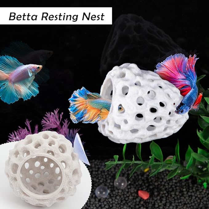 Shrimp Dome Hide and Betta Fish Tank Decorative Mirror, 2 Pack Betta Habitat Tank Ornament Accessories Tunnel with Suction Cup Aquarium Fish Cave Hideout Ornament Accessories for Shrimp Guppy Hiding