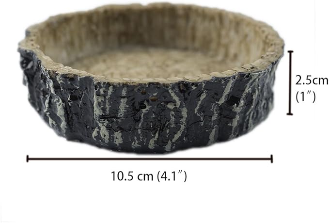 OMEM Reptile Natural Bowl Food and Water Dish Resin Made (2PCS- Tree bark)