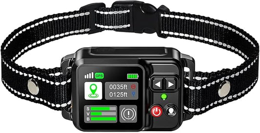 PRTRFLC GPS Wireless Dog Collar Fence System,Invisible Electric Fence for Dogs,Adjustable Range 49-6561ft,3 Training Mode