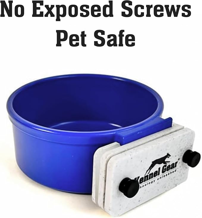 Dog Crate Water Bowl No Spill, 20oz Food-Grade Polypropylene Feeder (Blue) | Secure Crate Mount with Covered Parts, Travel-Ready, Easy-To-Clean Design for Home, Crate Training and Travel