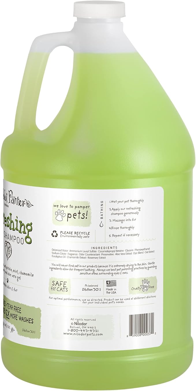 Bobbi Panter Refreshing Dog Shampoo Eucalyptus, Mint, Chamomile & Rosemary – Hydrating Natural Formula for Clean Fresh Coat, Tear-Free, 30:1 Concentrate, Made in USA, 1 Gallon