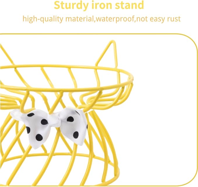 Elevated Ceramic Cat Bowl, Detachable Design, Yellow | Detachable Bowl Elevated Design Whisker Friendly Non-Slip Pads Premium Ceramic