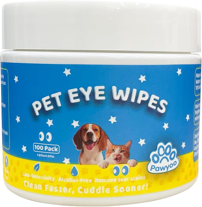 Cats Dogs Eye Cleaning Finger Wipes - 100 PCS Pet Eye Care Wipes for Cats and Dogs - Gentle Eye Area Cleaning Wipes - Removes Tear Stains & Dirt, Keeps Eyes Fresh and Clean (CY_EyeWipes)