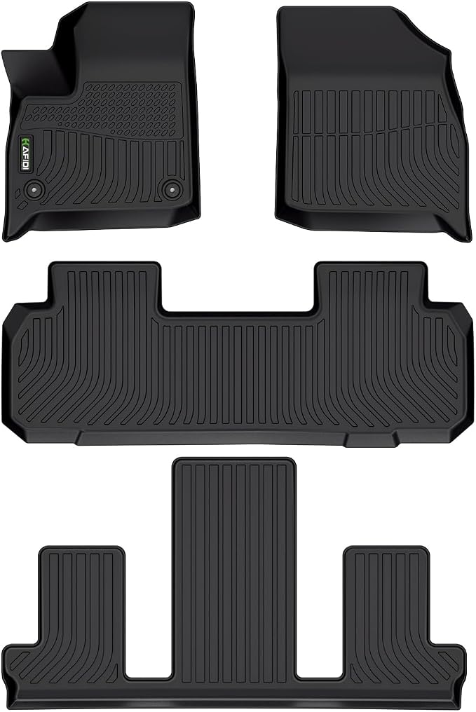 HAFIDI® Floor Mats Fit for 2018-2024 Buick Enclave All Weather Protection TPE Anti-Slip Automotive Floor Liners, Fits 1st & 2nd & 3rd Row Full Set Custom Accessories, Black
