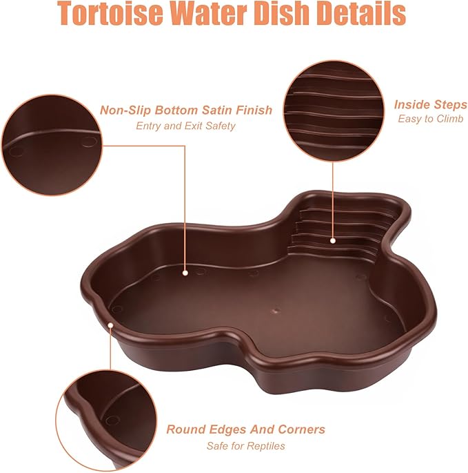 Petmolico Large Reptile Water Dish with Non-Slip Bottom – Snake Water Bowl,Tortoise Habitat Accessories for Turtle,Gecko,Lizard,Bearded Dragon