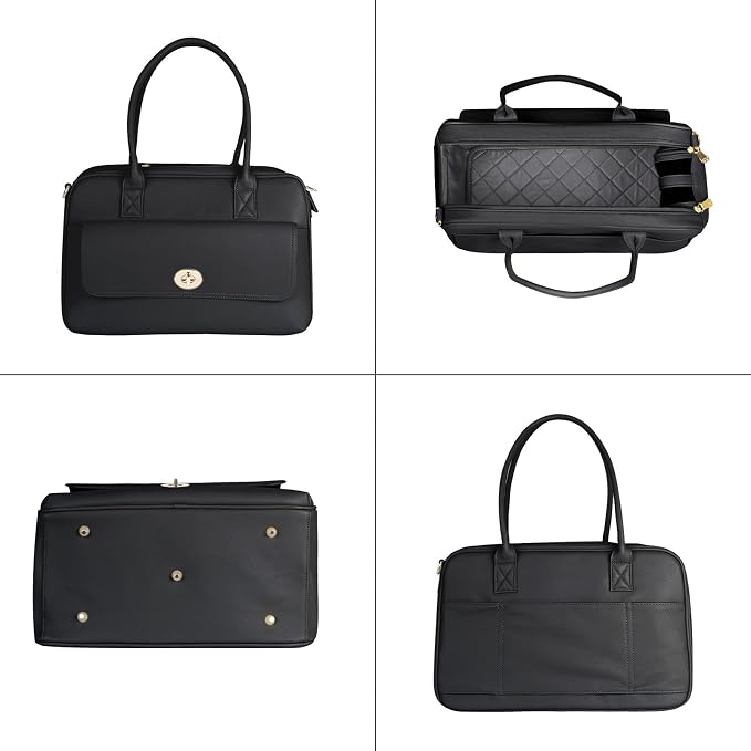 Pet Carrier Dog Purse Carrier Cat Soft-Sided Dog Carriers for Puppy Kitten, Fashion Leather Handbag Tote Travel Pet Bag for Small Dogs Cats, TSA Airline Approved (Black)