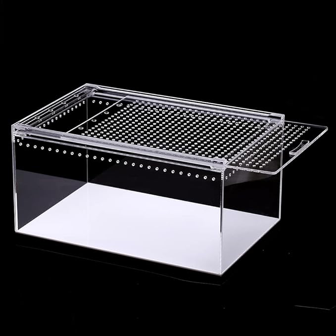 NANEEZOO Magnetic Large Enclosure 2.5 Gallon 12 x 8 x 6 Inch Reptile Breeding Box Terrarium Cage for Insect Tarantulas Amphibians Caterpillars Snail Clear Reptile Feeding Box
