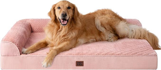 EHEYCIGA Extra Large Dog Bed Othorpedic, Memory Foam XL Dog Bed with Washable Removable Cover, Waterproof Pet Sofa Couch XLarge Size Dogs with Nonskid Bottom, 44x32x6.5, Pink | Washable Removable Cover, Waterproof Flat Pet Sofa Couch with Nonskid Botto...
