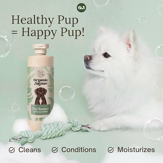 Organic Jaguar Natural Dog Shampoo – Hypoallergenic, Moisturizing, & Soothing for Sensitive Skin – All-Natural, Chemical-Free, Vegan, Cruelty-Free – Safe for Puppies & Dogs of All Breeds