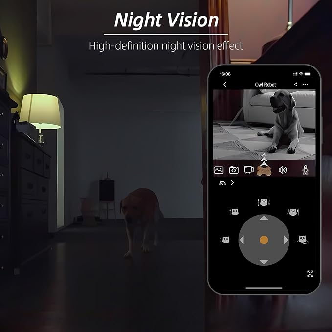 Owl Robot: 1080P Full HD Pet Camera with Treat Dispenser, Interactive Toy for Dogs and Cats, Full House Mobile Monitoring via App,2 Way Talk,No Monthly Fee (Only 2.4G WiFi)