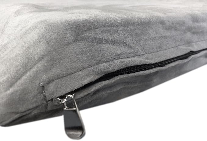 Durable Comfort Micro-Cushion Memory Foam Pet Dog Pillow Bed with Waterproof Liner + External Cover for S,M,L Dogs- Complete Set (Gray Microsuede, 36''x29'')