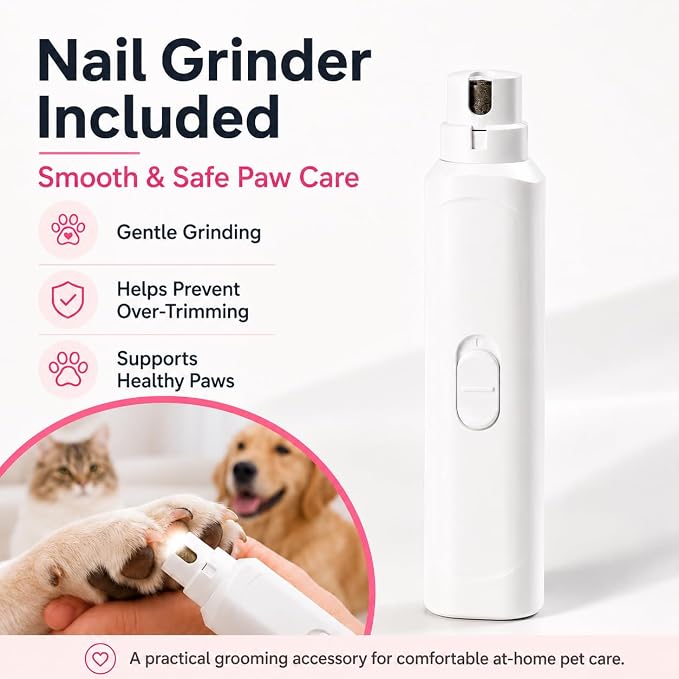 Dog Grooming Vacuum Kit with Clippers and Nail Grinder, 1.2L Pet Grooming Vacuum for Shedding, Low-Noise Dog Hair Vacuum with Grooming Brush for Home Cleaning Grooming,Dyson-Style Gray