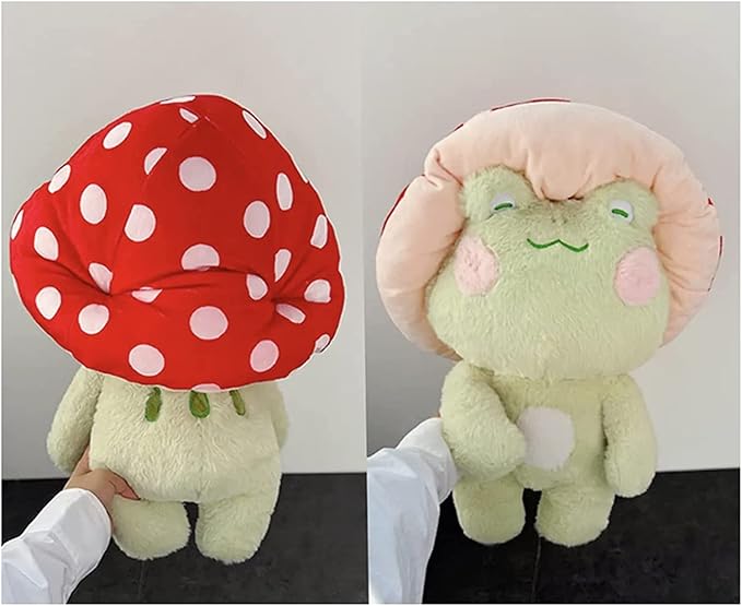 Frog Plush 10" Cute Frog Mushroom Hat Stuffed Animals Kawaii Plush Toys Throw Pillow Home Room Decor Aesthetic Gift