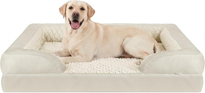 Jumbo Orthopedic Dog Bed for Extra Large Dogs, Waterproof, Egg-Crate Foam Dog Couch Bed with Washable Removable Cover, Waterproof Lining and Nonskid Bottom