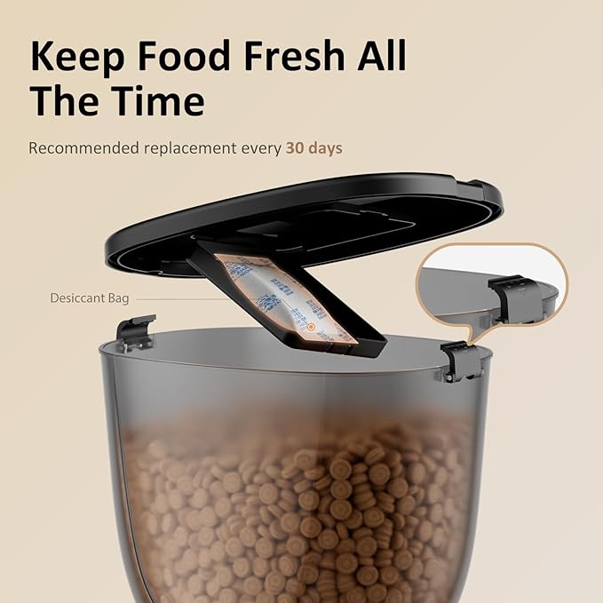 Automatic Cat Feeder, 5L/21 Cup Timed Cat Dry Food Dispenser, Automatic Pet Feeders Dual Power Supply, 6 Meal Programmable 1-20 Portion Cats Feeder, Auto Dog Feeders, Pet Food Dispenser for Cats,Puppy