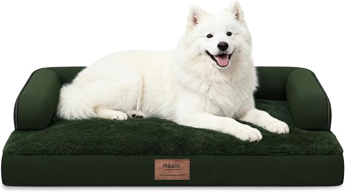 Orthopedic XL Dog Bed with Bolster for Extra Large Size Dogs | Pillow Support for Neck Relief, Egg Crate Foam, Skin-Friendly Surface, Waterproof Liner, Anti-Slip Bottom, 42 x 30 Inch