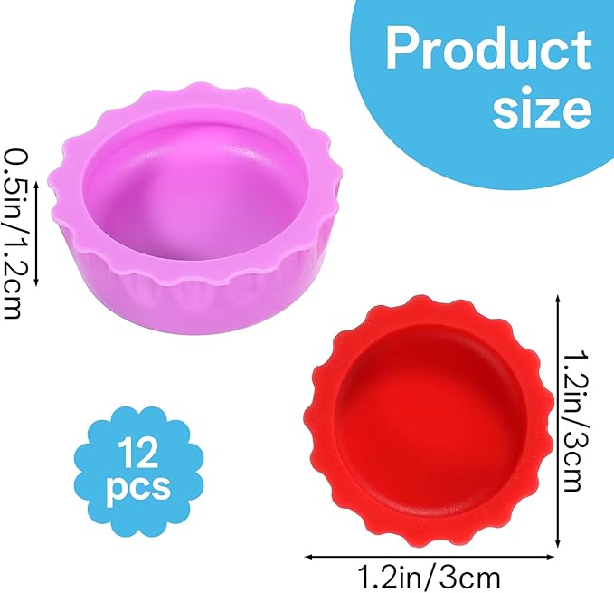 12 Pack Crested Gecko Food and Water Bowl, Reusable Reptile Food Dish, Silicone Colorful Water Bowl Gecko Tank Accessories for Tortoise, Crab,Tarantula, Lizard