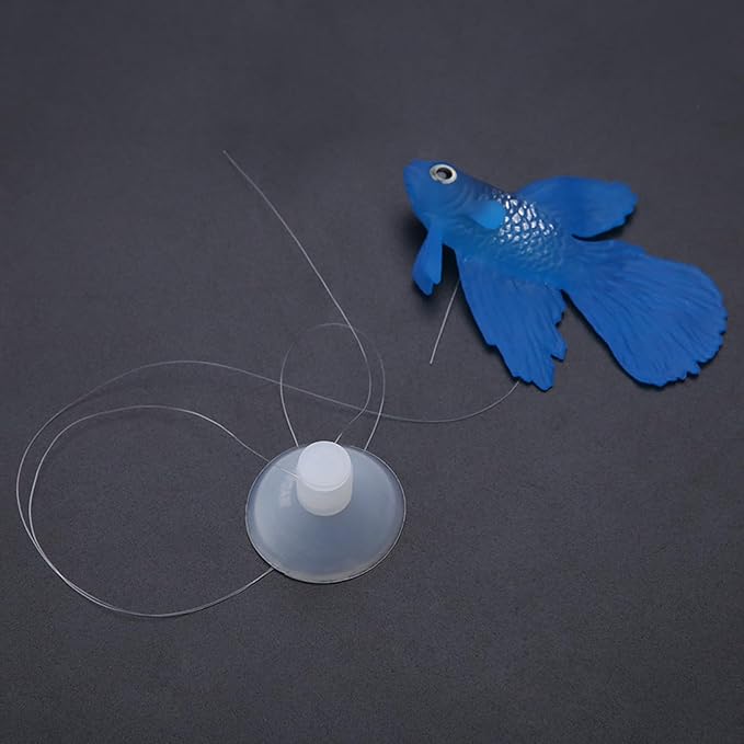 Fake Fish, Silicone Betta Fish Toys, Artificial Fish for Fish Bowl, Aquariums, Swimming Pools and Other Decoration (No. 3 Blue Betta)