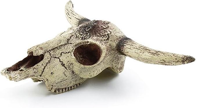 Leoyoubei Aquarium Decoration, Fish Tank Small Skull,Fish Turtle Hidden, Bonsai beautification. Cave Landscape Pet Reptile House Shrimps & Snails Love Them (Cattle Skull)