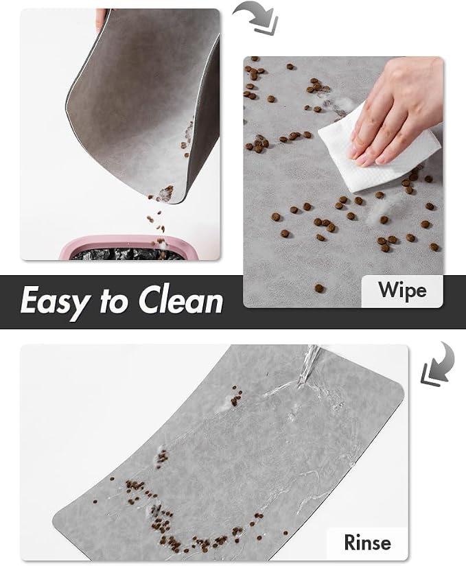 MontVoo-Absorbent Pet Feeding Mat-No Stains Pet Mat for Food and Water Bowl-Quick Dry Cat & Dog Food Mat Water Dispenser Mat-Pet Supplies Mat-Dog Water Bowl Mat for Messy Drinker,（LightGrey,23"x34"）