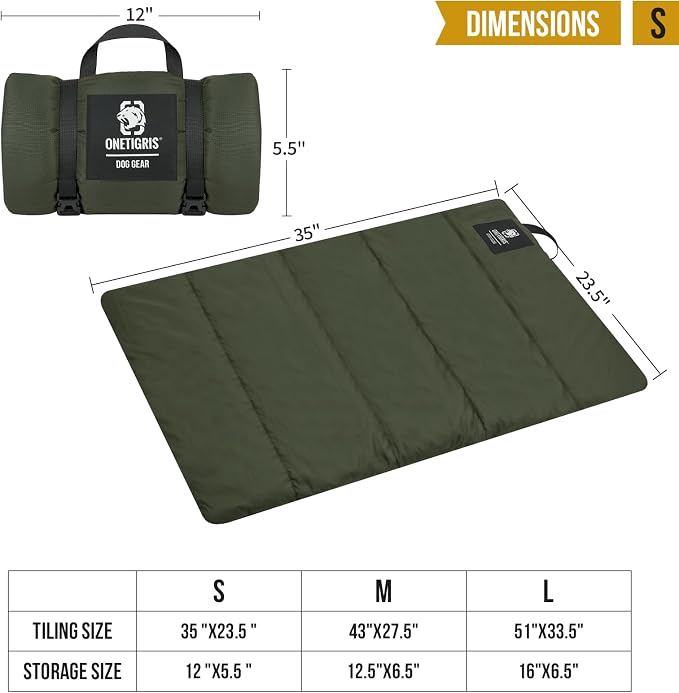 ONETIGRIS Washable Dog Bed Portable Outdoor Pet Mat Anti-Slip S | Foldable travel mat for dogs with soft insulated filling. Collapses compact for camping trips. Easy clean & stays put.