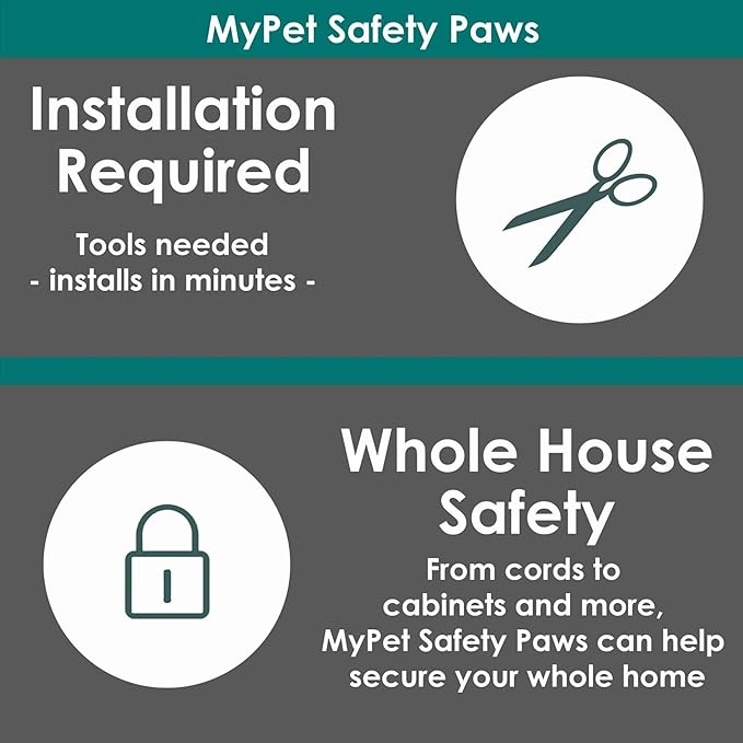 MYPET North States Safety Paws Mischief Minder Strap Locks | Works on Garbage cans, cabinets, and More (2-Pack, Gray)