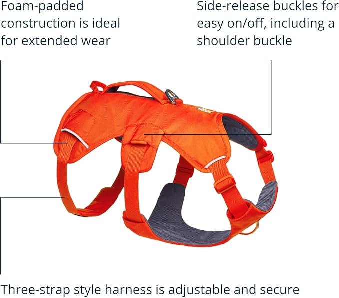 Ruffwear, Web Master, Multi-Use Support Dog Harness, Hiking and Trail Running, Service and Working, Everyday Wear, Blaze Orange, Medium