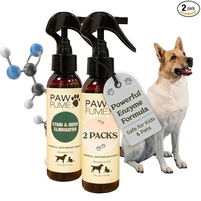 PAWFUME Stain & Pet Urine Odor Eliminator, 2-Pack | Enzymatic quick-dry formula with eco-friendly ingredients for upholstery, fabrics and Carpet Cleaner Spray use