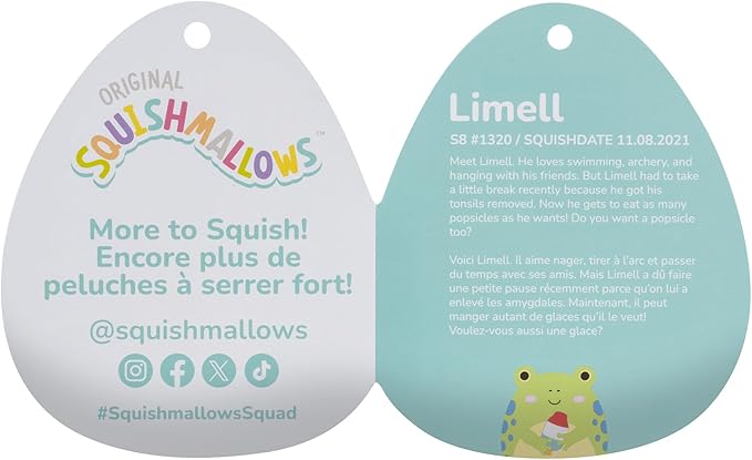 Squishmallows Original 8-Inch Limell Frog with Blue Spots Holding Popsicle - Official Jazwares Plush