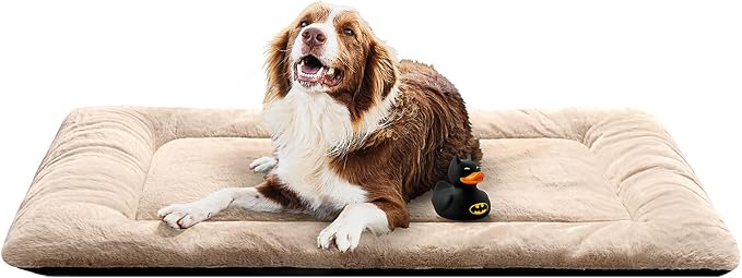 Dog Crate Pad Washable Dog Bed for Crate Large Cozy Mat 48-Inch Cream | Ultra Soft Kennel Pad,Anti-Slip Bottom,Fits for Most Metal Crates,Comfortable Sleeping Pet Mat