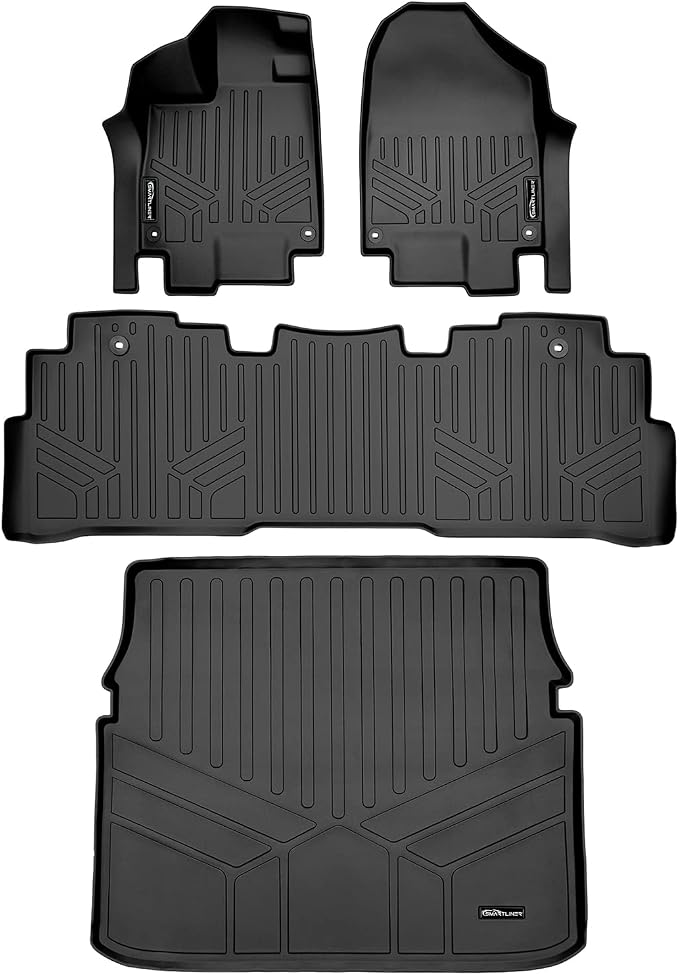 SMARTLINER Custom Fit Floor Mats 2 Rows and Cargo Liner Behind 3rd Row Set Compatible with 2018-2025 Honda Odyssey