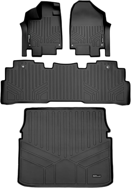 SMARTLINER Custom Fit Floor Mats 2 Rows and Cargo Liner Behind 3rd Row Set Compatible with 2018-2025 Honda Odyssey