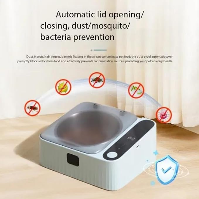 Automatic Pet Feeder with Motion-Sensor Activated Auto-Open Lid,Dustproof Stainless Steel Feeding Bowl Station for Cats and Small Dogs, Maintains Pet Food Freshness for Longer Time