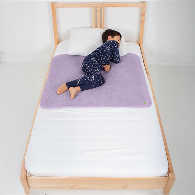 PeapodMats Bedwetting Waterproof Bed Mat, Reusable 3x3 Mauve | Washable reusable bed mat for bedwetting, incontinence, kids, adults, pets, and mattress protection.