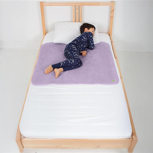 PeapodMats Bedwetting Waterproof Bed Mat, Reusable 3x3 Mauve | Washable reusable bed mat for bedwetting, incontinence, kids, adults, pets, and mattress protection.
