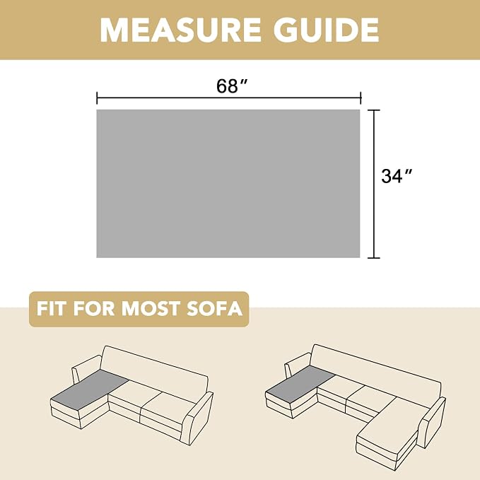 H.VERSAILTEX Chenille Couch Cover for Dogs Washable Soft Fuzzy Chaise Cover Sectional Couch Covers for L Shaped Sofa Both Left/Right Thick Pet Couch Cover Protector Non-Slip(Ivory, 34" x 68")