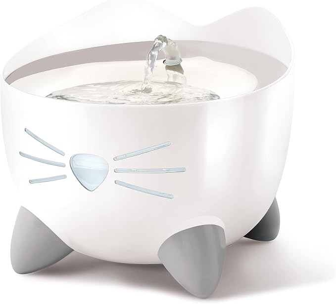 Catit PIXI Drinking Fountain, Stainless Steel | Cat Water Fountain with Triple Filter and Ergonomic Drinking Options