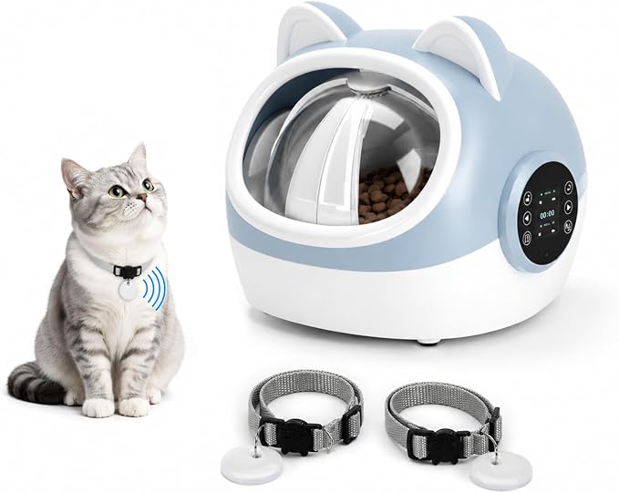 RFID Smart Pet Feeder with Dual Collar Tags – Automatic Food Bowl with Scheduled Feeding Times, LCD Display, Voice Recorder, Supports Wet & Dry Food for Multi-Pet Households