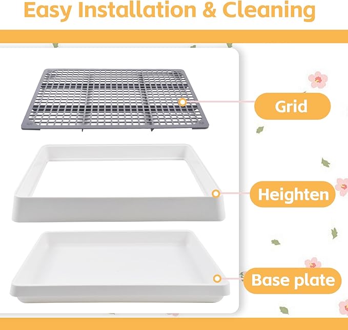 Large Rabbit Litter Box for Cage,Bunny Litter Box Grate Restroom with 50 Pcs Disposable Rabbit Cage Liner Guinea Pig Litter Pan with Grate Rabbits Litter Tray Pet Toilet for Rat Ferret Hamster