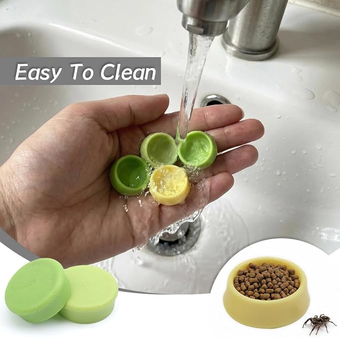 9 Pcs Spider Micro Water Bowl Snail Feeding Basin Cricket Plastic Dish for Tarantula Spider Scorpion Cricket Snail Manti Millipede Tiny Bugs