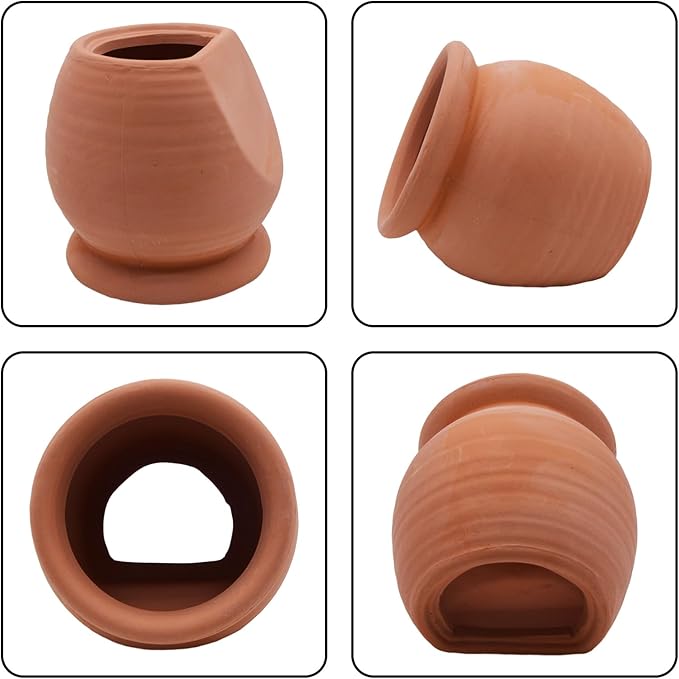 AnRui Betta Fish Tank Decor Ceramic Jar Aquarium Accessories Decorations Cute Clay Pot Hideout Cave Ornaments for Small Fish, Shrimp, Cichlid to Play Hide Breed, Large