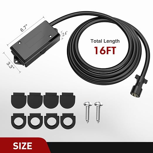 Nilight Heavy Duty 7 Way Inline Trailer Plug with 7 Gang Junction Box | Weatherproof 16 Feet Connector Cable Wiring Extension Harness Suitable for RV Automotives Cars