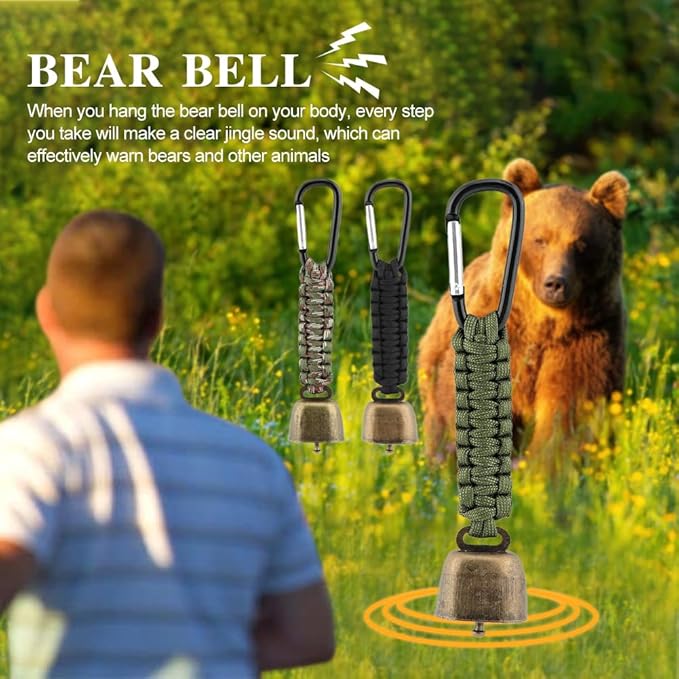 3pcs Bear Bell with 3pcs Whistle Aluminum Bear Bells for Hiking and Emergency Whistle for Hiking, Biking, Fishing, Climbing, Outdoor Camping and Hiking Protection(Size:6 PCS)