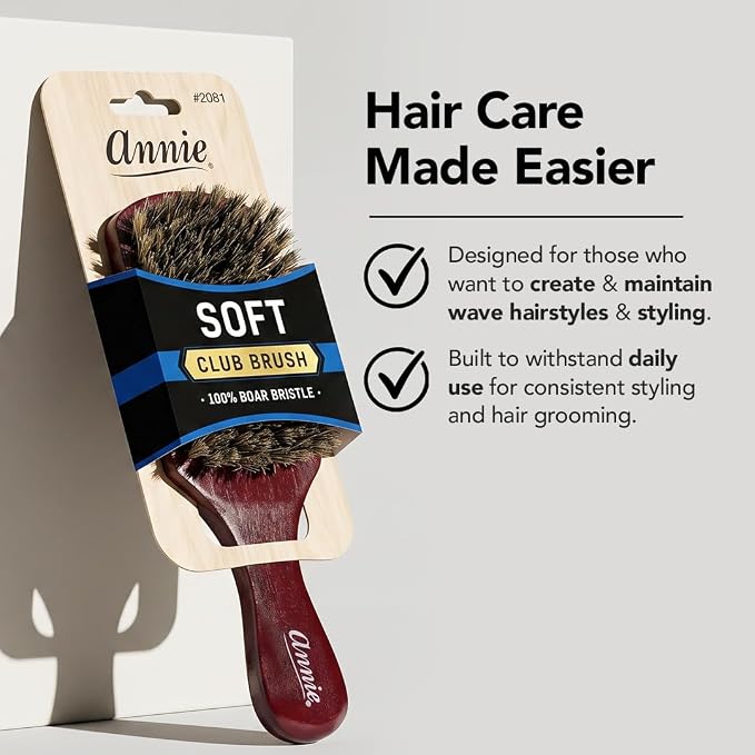Annie Soft Club 100% Pure Boar Bristle Wave Hair Brush for Men
